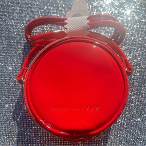 Marc Jacobs Mini 4 Red Patent Leather Crossbody Round Circle Canteen Bag